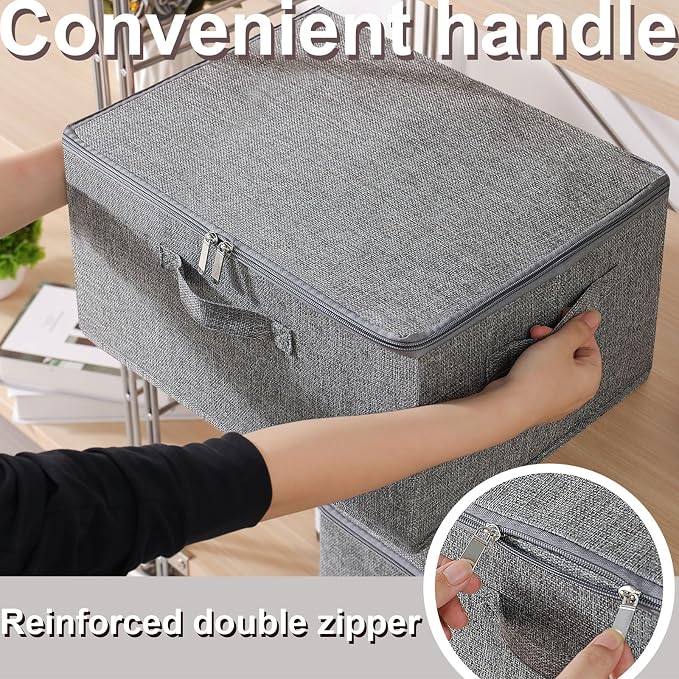 Underbed Storage Boxes with Zippers,17.7x13.7x9.8in,Grey,2 Pack - Image 8