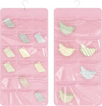 26-Pocket Hanging Closet Organizer for Socks and Underwear, Pink by Bosuelife