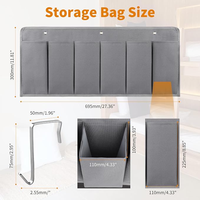 RVZONE RV Shoe Pockets 6 Large Pockets Heavy Hanging Bedside Storage Organizer with Sturdy Hooks for Shoes, Toys and Tools (Pack of 2) - Image 2