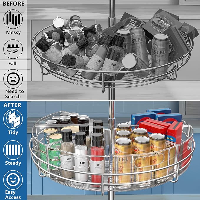 JOWBOOW Lazy Susan Organizer Bins for 26"-27" Diameter Corner Cabinet Lazy Susan, 6 Pack, Clear Plastic Cabinet and Pantry Storage Bin, 1/8 Wedge-Food Safe, BPA Free - Image 6