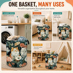 Cute Cat Laundry Basket,Poppy Flowers Foldable Oxford Laundry Hamper with Handles,Collapsible Clothes Storage Basket for Bedroom,Bathroom,or Laundry Room,20.8 x 16 Inches - Image 7