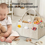 HIPHOP PANDA 2-Pack Diaper Caddy Organizer - Newborn Essentials Baby Registry Must Haves - Sturdy Nursery Storage Bin & Portable Car Caddy for Diapers & Wipes - Grey/Oatmeal Gift Set - Image 4