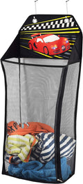 Store&Score Over The Door Hanging Kids Fun LED Race Car Light-Up Collapsible Mesh Laundry Hamper, Toy Chest, Metal Hooks Included by Unknown