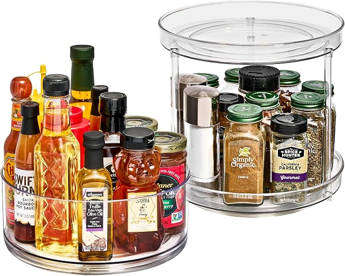 Sorbus Lazy Susan Organizer, Clear Turntable Organizer (Tall + 2 Tiered) by Sorbus