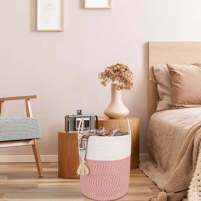 XUANGUO Cotton Rope Laundry Basket Hamper for Clothes Large - Image 5