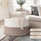 INDRESSME 115L Extra Large Woven Rope Blanket Basket Living Room, Brown - Image 7