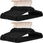 Amazon Basics Slim Velvet Non-Slip Space Saving Suit Clothes Hangers, Closet Organizer, Black/Rose Gold, 100-Pack by AmazonBasics