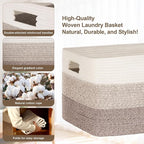 60L Woven Laundry Basket Hamper with Handles, Gradient Brown - Image 5