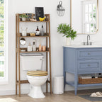 UTEX Over Toilet Bathroom Organizer, 3-Tier Storage Shelf Rack, Wood Grain - Image 6