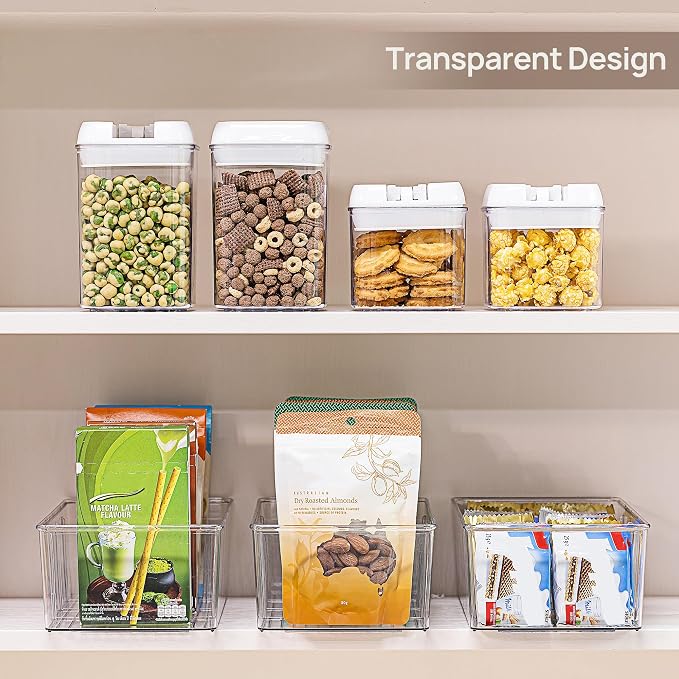 Vtopmart 8 Pack Food Storage Organizer Bins, Clear Plastic, 4 Compartments - Image 4