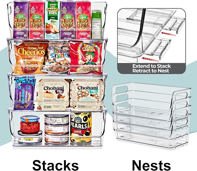 Sorbus Clear Pantry Organizer with Stackable Storage Bins, Open Front - Image 4