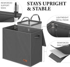 Simple Houseware Double Laundry Hamper with Lid & Removable Bags, Dark Gray - Image 3