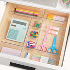 Vtopmart 72 PCS Clear Plastic Drawer Organizers Set, 4-Size Versatile Bathroom and Vanity Organizer Trays, Non-Slip Storage Containers for Makeup, Jewelries, Bedroom，Kitchen Utensils and Office - Image 5