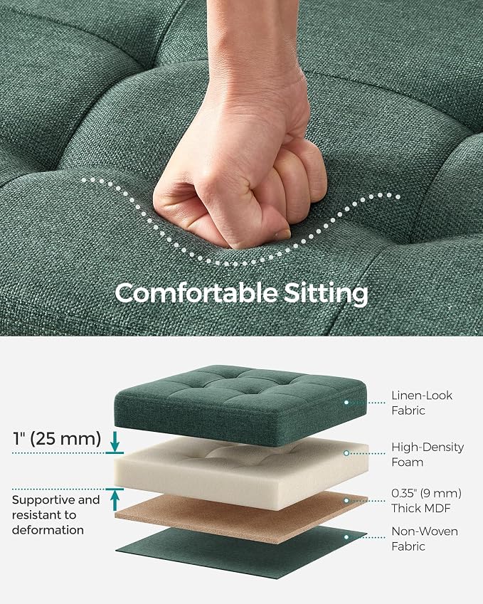 SONGMICS 43.3 Inches Folding Storage Ottoman Bench, Load 660 lb | Ottoman Foot Rest, Storage Chest, for Living Room, Entryway, Forest Green and Ink Black, MINOTA Collection ULSF077C01 - Image 4
