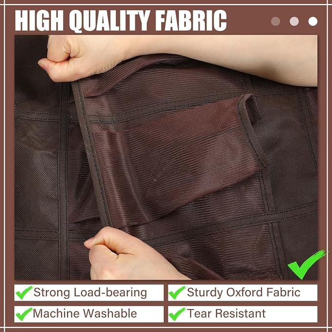 Windyun 1 Pcs 40 Pocket Over the Door Shoe Organizer Hang,Brown - Image 5