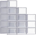 SONGMICS Shoe Boxes, Clear Plastic Sneaker Box, Pack of 12 | Stackable Shoe Storage Organizers, for Closet, 13.1 x 9.1 x 5.6 Inches, Transparent and Gray, DENNYS Collection ULSP006G12 by Unknown