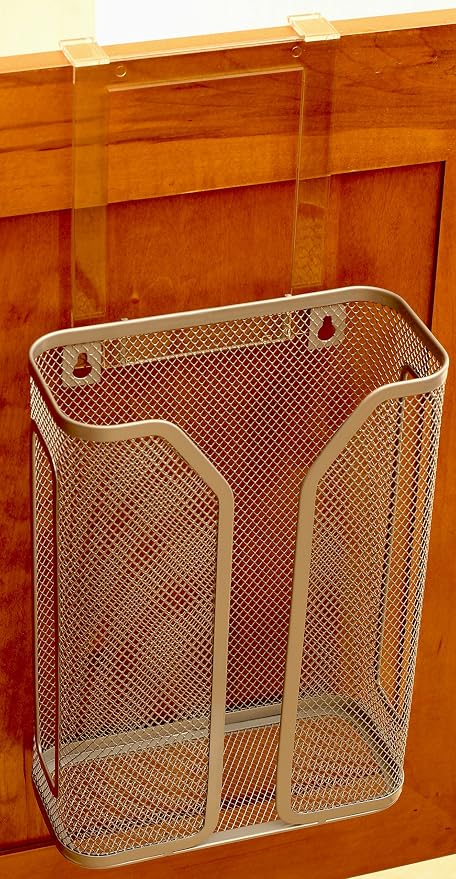 Deco Brothers Over The Cabinet Door Grocery Bag Holder, Silver - Image 4