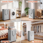 Slim Laundry Hamper with Wheels,20 Gal (75L) Rolling Laundry Basket with lid and wheels Clothes Hamper Foldable Tall Dirty Clothes Basket Sturdy Collapsible Clothes Hamper for Dorm,Laundry Room - Image 5