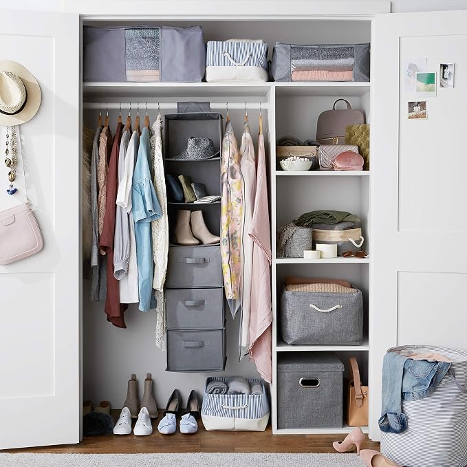 Amazon Basics 6-Tier Hanging Closet Organizer with Removable Drawers for Sweaters, 6.9"D x 13.6"W x 12.2"H, Grey - Image 6
