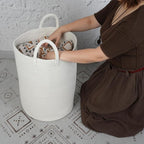 XUANGUO White Cotton Rope Laundry Basket Hamper for Clothes Large - Image 3