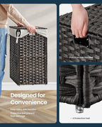 SONGMICS HOME Laundry Hamper with Lid, Clothes Basket with Removable Liner and Handles, 23.8 Gallon, Foldable Narrow Laundry Organizer for Bathroom, Bedroom, Dark Brown - Image 5