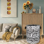 Grey Snake Print Laundry Basket Oxford Cloth Foldable Hamper 18.9x16.5 In - Image 7