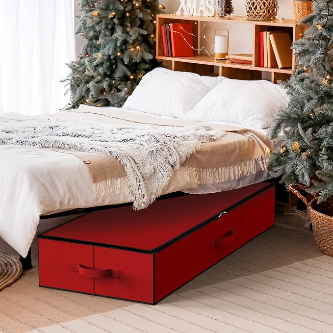 Simple Houseware 41.5" Wrapping Paper Organizer, Fits 40 Rolls, Red - Image 7