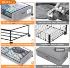 Under Bed Storage with Wheels, 4 Pack Under Bed Storage Containers with Dividers & Clear Lids, XXL 65L Under the bed storage Organizer Bins, Underbed Storage with Wheels for Clothes,Shoes,Toys - Gray - Image 3