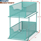 Simple Houseware 2 Tier Sliding Cabinet Basket Organizer Drawer, Turquoise - Image 3