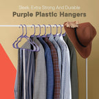 Purple Plastic Hangers 120 Pack– Heavy-Duty Plastic Hangers Slim and Space-Saving, Durable and Lightweight with Non-Slip Shoulder Notches for Slip Dresses, Suits, Jackets & Camisoles - Image 8