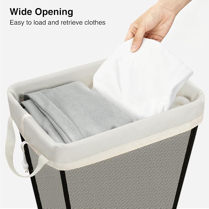 STO STO 75L Laundry Hamper, Space Saving Freestanding Clothes Basket with Iron Frame, Dirty Clothes Storage Bin with Removable Washable Liner for Bedroom, Bathroom, Dorm, Closet, Apartment, Beige - Image 8
