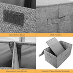 2 Pack Large Linen Fabric Collapsible Storage Bins with Lid and Handles, Washable Storage Box Baskets Cube with Removable Divider for Bedroom,Closet,Office,Living Room,Nursery (Black, Small) - Image 2