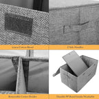 2 Pack Large Storage Boxes with Lids and Handles, Collapsible Linen Storage Bins Organizer Containers Baskets Cube with Removable Divider for Home Bedroom Closet Office (Orange, Small) - Image 2