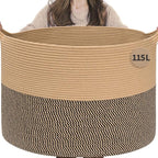 INDRESSME 115L Extra Large Woven Wicker Blanket Basket Living Room by INDRESSME