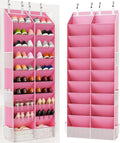 Criusia Over the Door Shoe Organizer, 20-30 Pairs Heavy-Duty Hanging Shoe Storage with Large Pockets, 10-Tier Door Shoe Rack with 4 Hooks for Sneakers Sandals Heels Boots (Pink) by Criusia