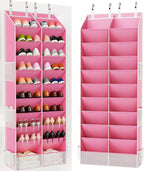 Criusia Over the Door Shoe Organizer, 20-30 Pairs Heavy-Duty Hanging Shoe Storage with Large Pockets, 10-Tier Door Shoe Rack with 4 Hooks for Sneakers Sandals Heels Boots (Pink) by Criusia