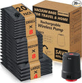 MEIQIHOME 20 Pack PackEase Travel Vacuum Bags 1800mAh Wireless Pump, 80% Compression Space Saver for Luggage, Clear PA+PE Reusable Seal Bags for Clothes, Portable Electric Air Pump for Travel & Home by MEIQIHOME