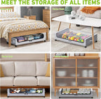 Tututry Under Bed Storage with Wheels, XXL 60L Under the Bed Storage Bins, Underbed Storage Containers with Lids & Label, Rolling Metal Drawer for Shoes, Clothes, Books, Toys (4-Pack Gray) - Image 5