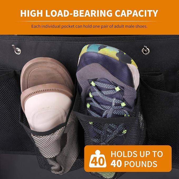 RVZONE RV Shoe Pockets 6 Large Pockets, Hanging Organizer with Sturdy Hooks - Image 3