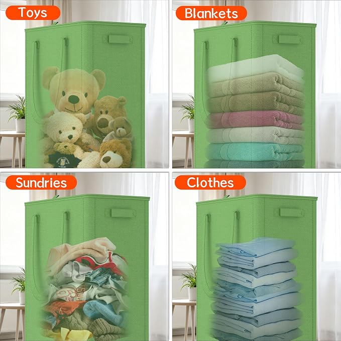 Slim Laundry Hamper with Wheels,20 Gal (75L) Rolling Laundry Basket with lid and wheels Clothes Hamper Foldable Tall Dirty Clothes Basket Sturdy Collapsible Clothes Hamper for Dorm,Laundry Room - Image 6