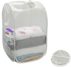 Simple Houseware Mesh Pop-Up Laundry Hamper with Side Pocket, 2 Pack, Gray - Image 3