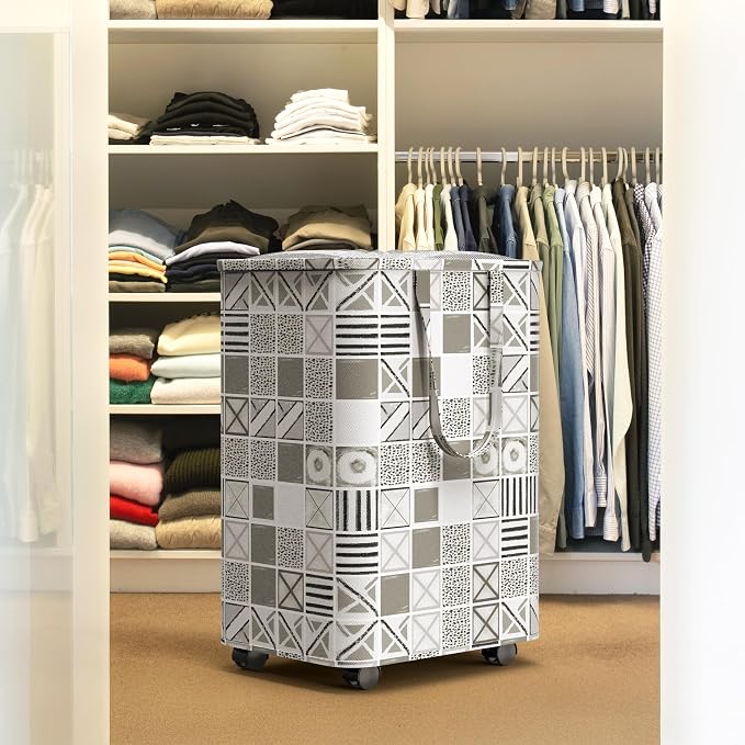 Simple Houseware Large 82L Laundry Basket with Wheels and Handles, Gray - Image 6