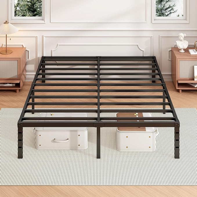 Hafenpo 16 Inch Full Bed Frame, Under Bed Storage, Black - Image 6