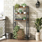 MAHANCRIS Over The Toilet Storage Rack, 3 Tier Bathroom Organizer Over Toilet, Freestanding Space Saver Toilet Stand with 2 Hooks, Bathroom Storage Shelf, Easy to Assemble, Rustic Brown TSHR6001 - Image 8