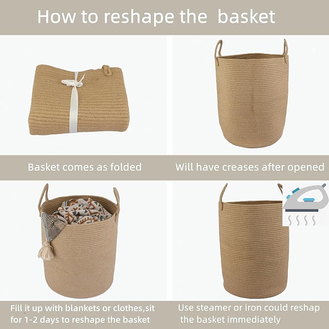 XUANGUO Laundry Basket Laundry Hamper for Clothes Jute Large - Image 7
