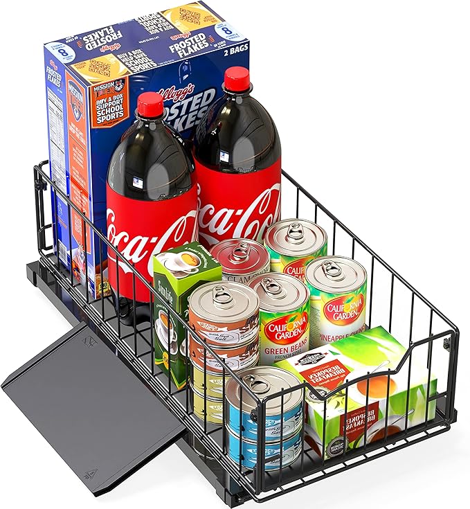 Simple Houseware Pull-Out Cabinet Sliding Basket, 17.2Dx9.7Wx5H, Black - Image 7