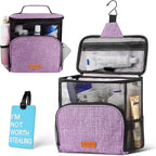 Hanging Toiletry Bag, Shower Caddy Tote Bag (Updated Version, Full Size Bottle Compatible), Bath Organizer for College Dorms, Gym, Camp, Women Men, with Funny Luggage Tag by HiVERST
