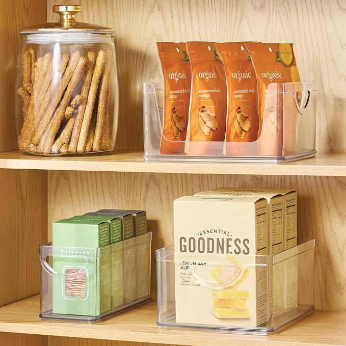 iDesign Plastic Stackable Kitchen Cabinet Storage Bin, Clear, 4-Pack - Image 3