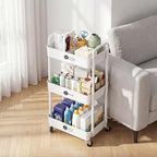 Laiensia 3-Tier Rolling Cart with Wheels,Multifunction Utility Storage Carts, Kitchen Storage Organizer,Mobile Shelving Unit for Bathroom,Laundry,with Classified Stickers,White - Image 8