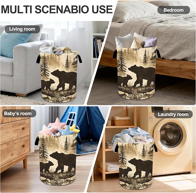 Animal Laundry Basket Storage Bin Foldable Laundry Hamper Clothes Storage Bucket Organizer 19.6x15.7 Inch For Laundry Room/Bedroom/Bathroom - Image 6